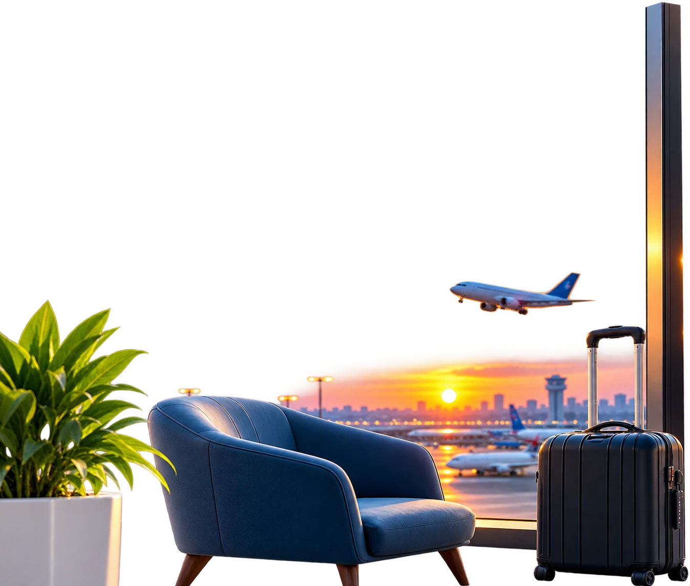 A lounge interior looking out over the apron